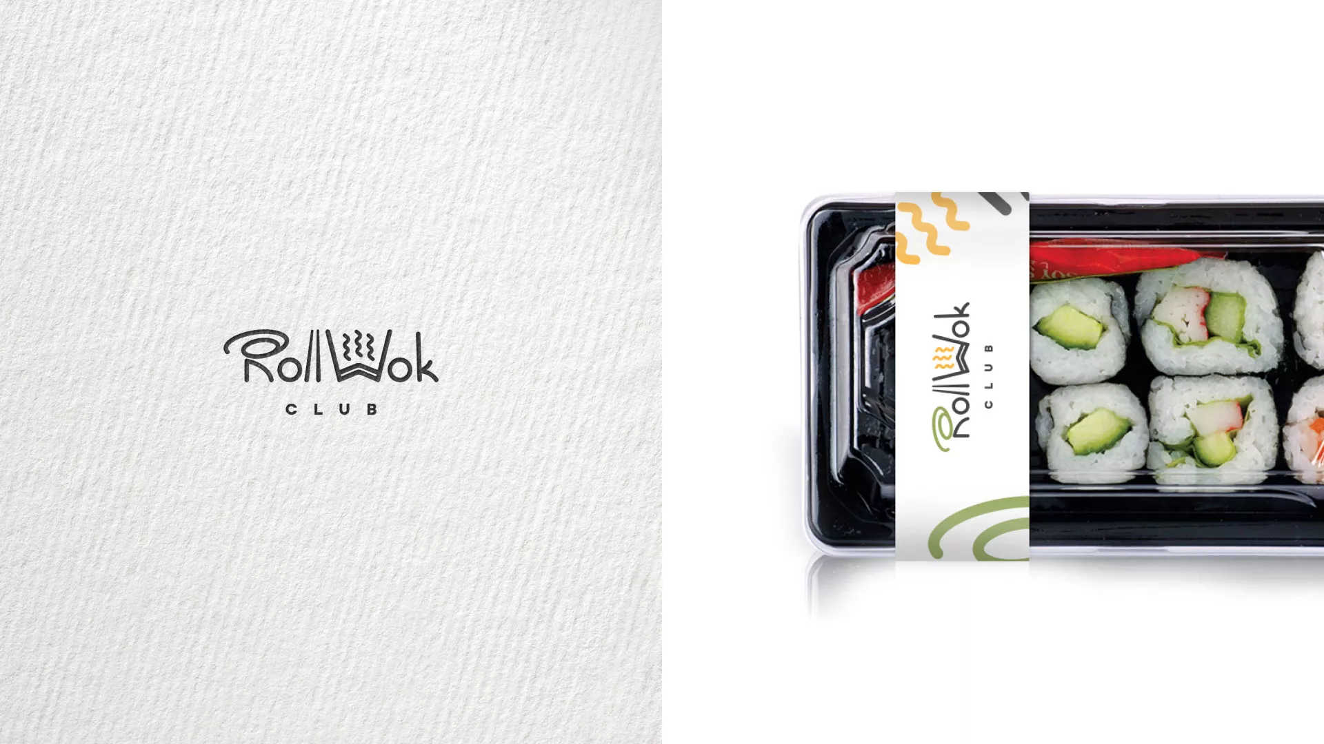 Разработка наклеек для суши-бара «Roll Wok Club» в Мариинске