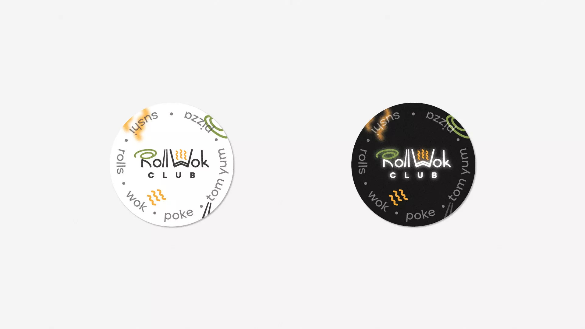 Разработка наклеек для суши-бара «Roll Wok Club» в Мариинске